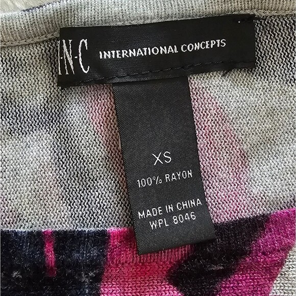 INC Sweater Womens 3/4 Sleeve Tunic Lightweight Pink Floral Knit Size XS - Picture 4 of 4